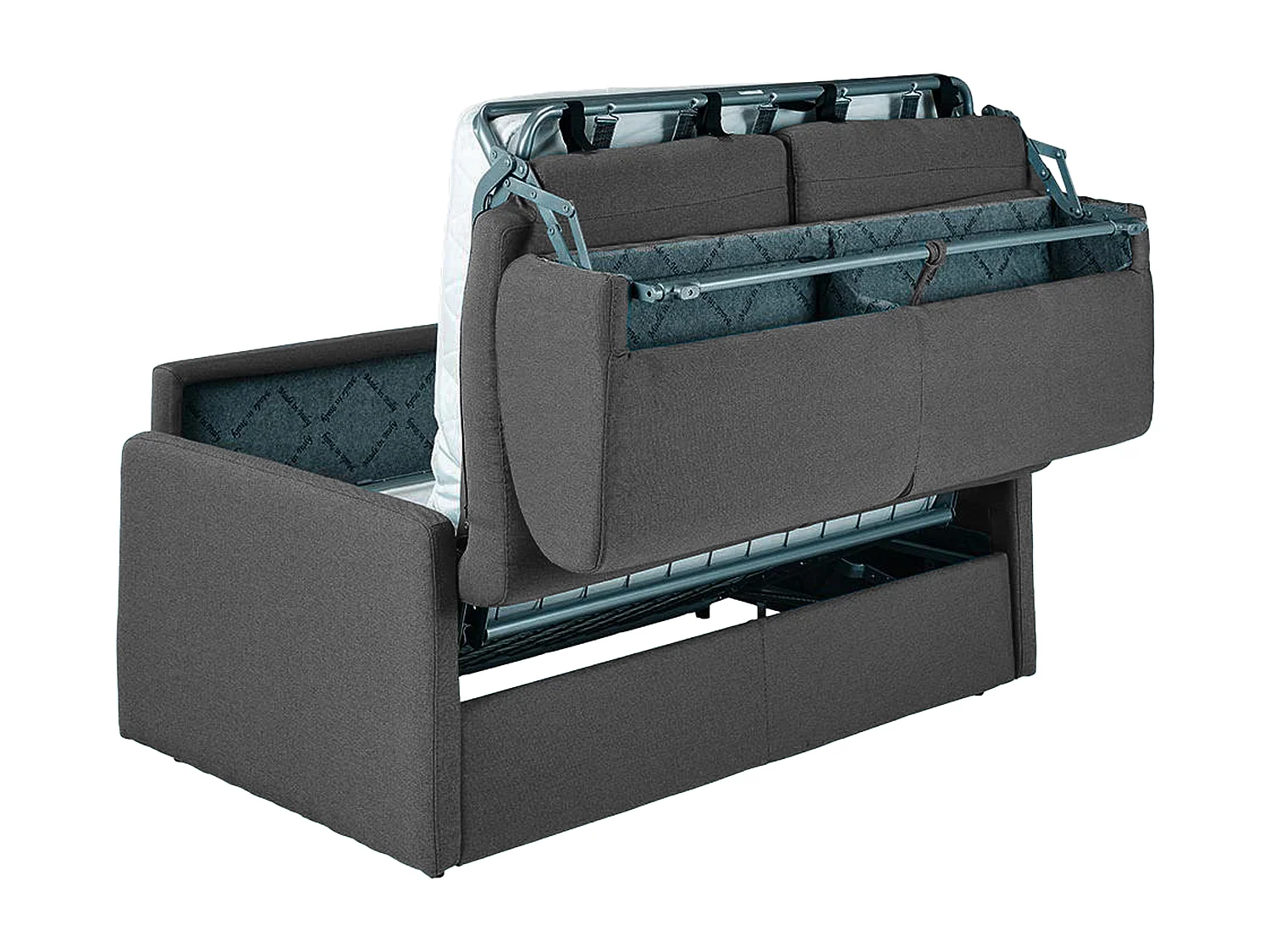 Canapé 3 places convertible express en velours gris anthracite - Couchage 140 cm - Matelas 18 cm CALIFE