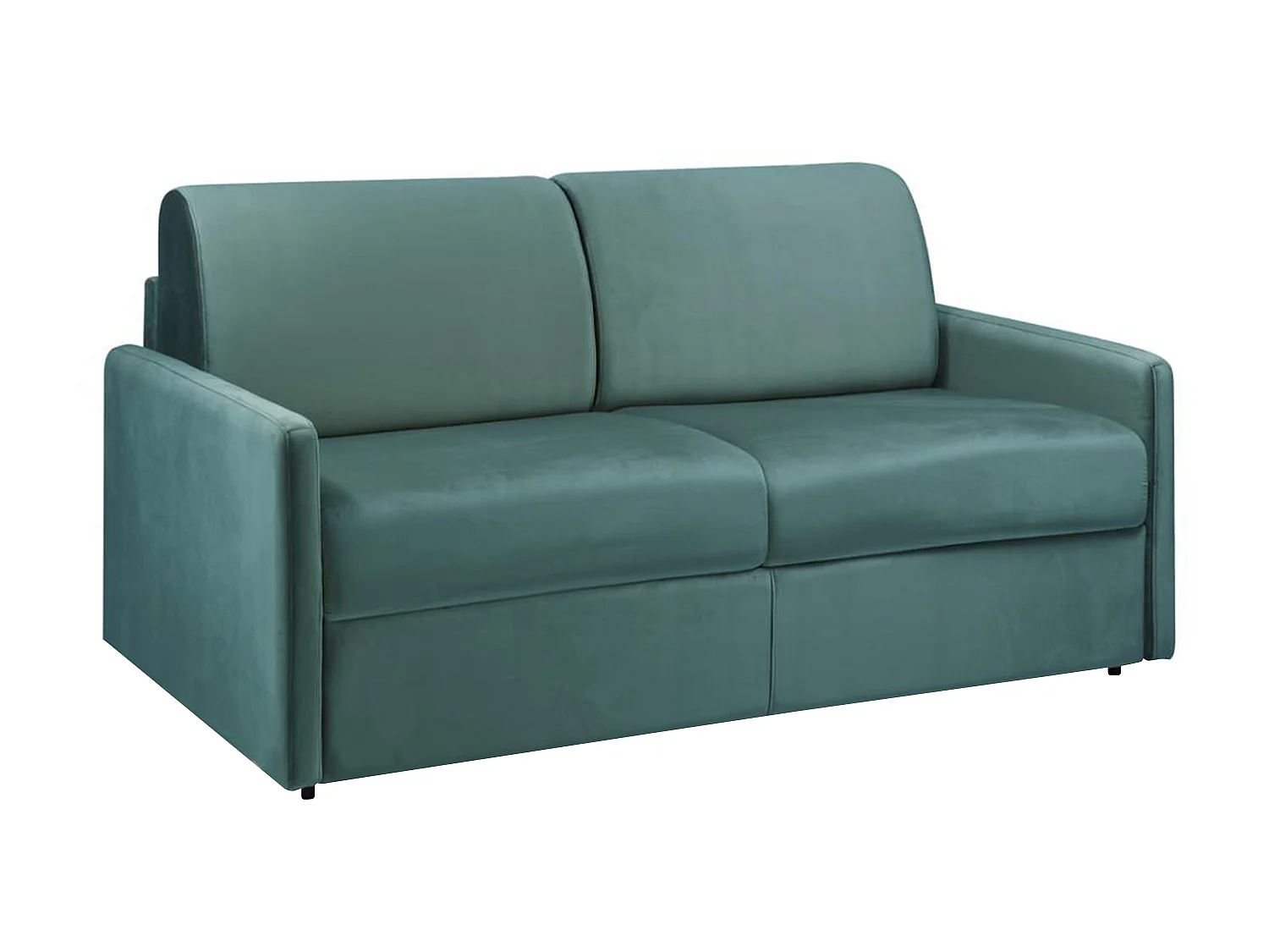 Udfoldelig 4-personers konvertibel sofa i mintegrøn fløjl - Soveplads 160 cm - 14 cm madras CALIFE