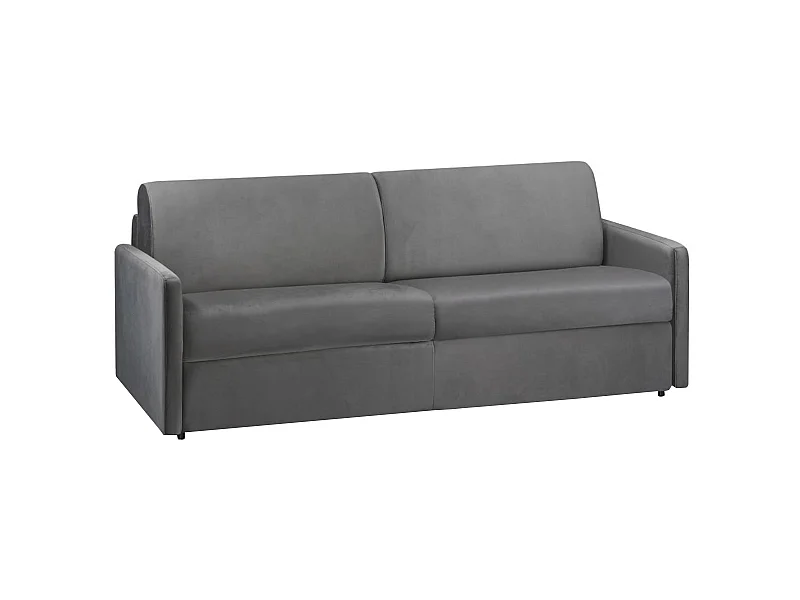 Sofá-cama de 4 lugares abertura rápida de veludo Cinzento escuro - Cama de 160 cm e Colchão de 14 cm - CALIFE
