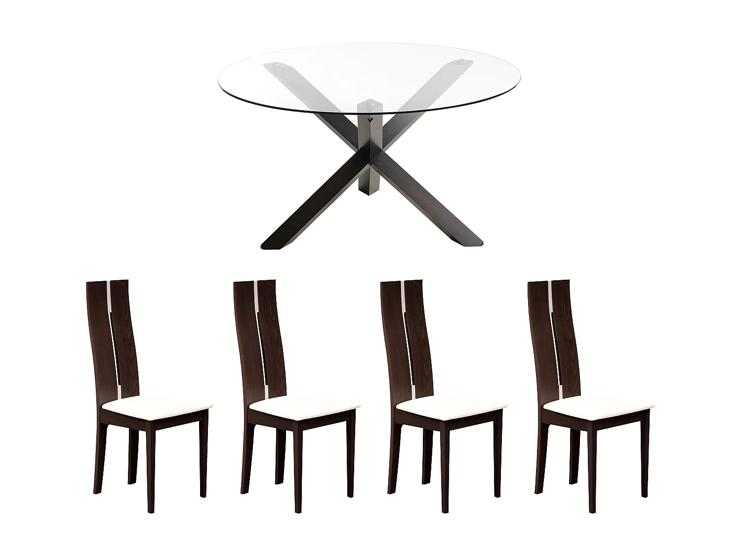 Ensemble table CENTAURI + 4 chaises SALENA - Hêtre - Wengé