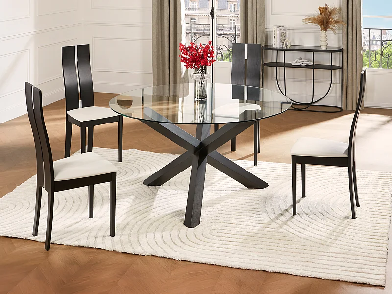 Ensemble table CENTAURI + 4 chaises SALENA - Hêtre - Wengé
