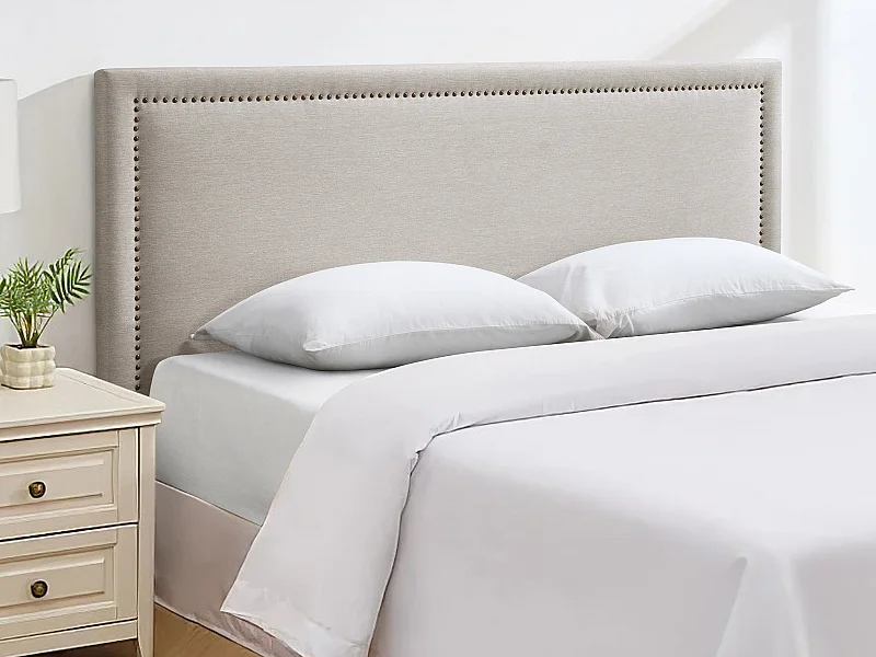 Hoofdeinde met studs ALVISE - Fluweeleffect - 160 cm - Beige