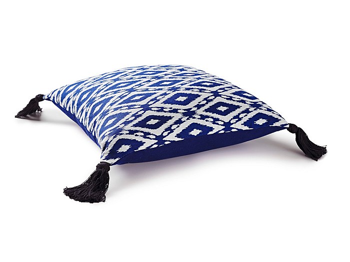 Cojín con pompón de estilo náutico NIKOS - 40x40cm - Azul | Venta-Unica