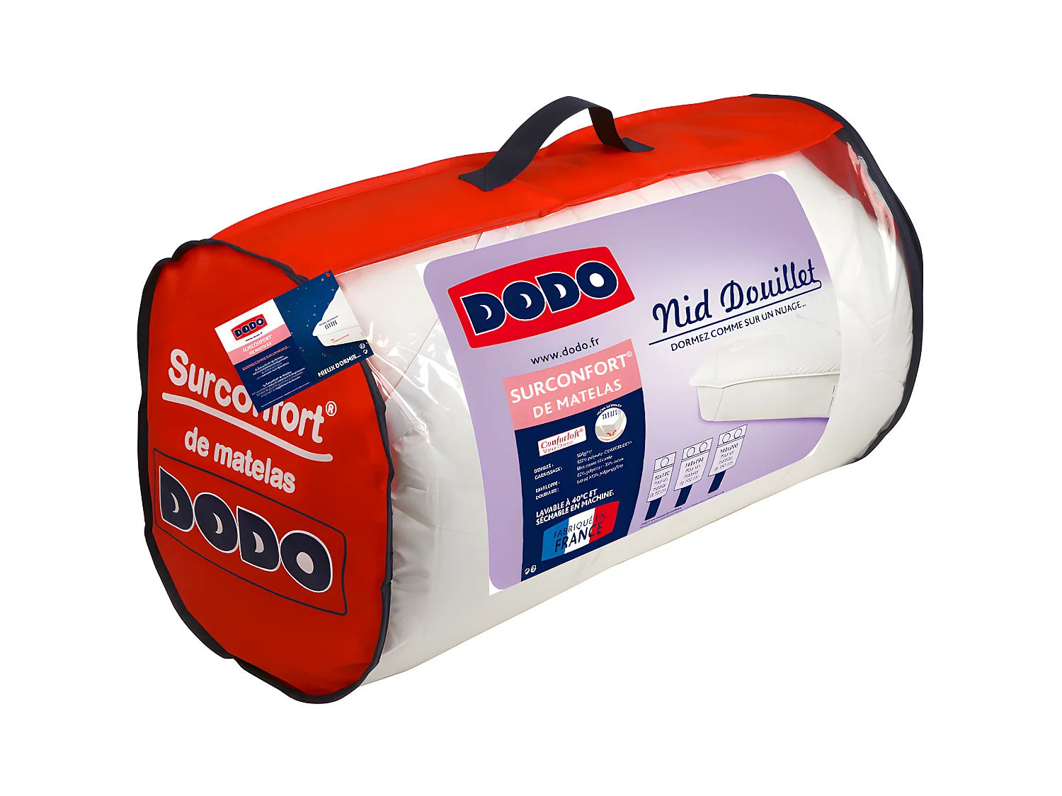Surconfort de matelas 1 place DODO  - 90x190 cm -NID DOUILLET