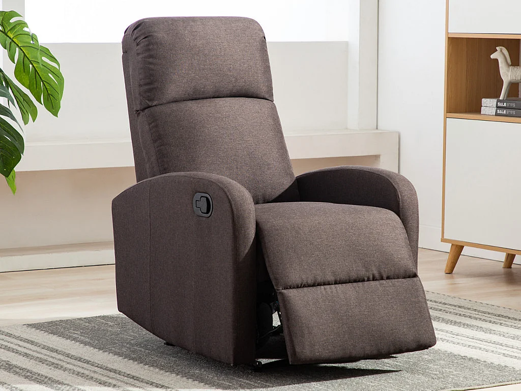 Fauteuil relax en tissu ISAO - Marron