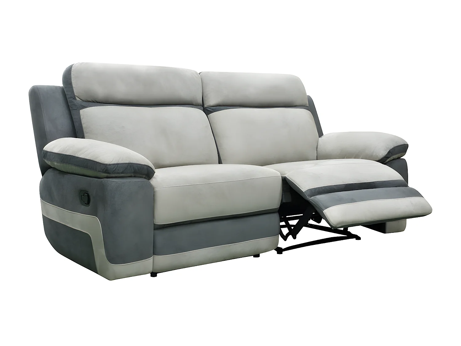 Canapé 3 places relax en microfibre gris clair et bandes anthracites TALCA