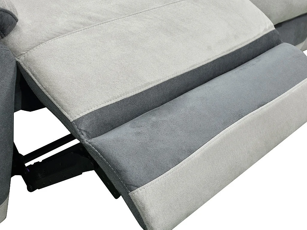 Canapé 3 places relax en microfibre gris clair et bandes anthracites TALCA
