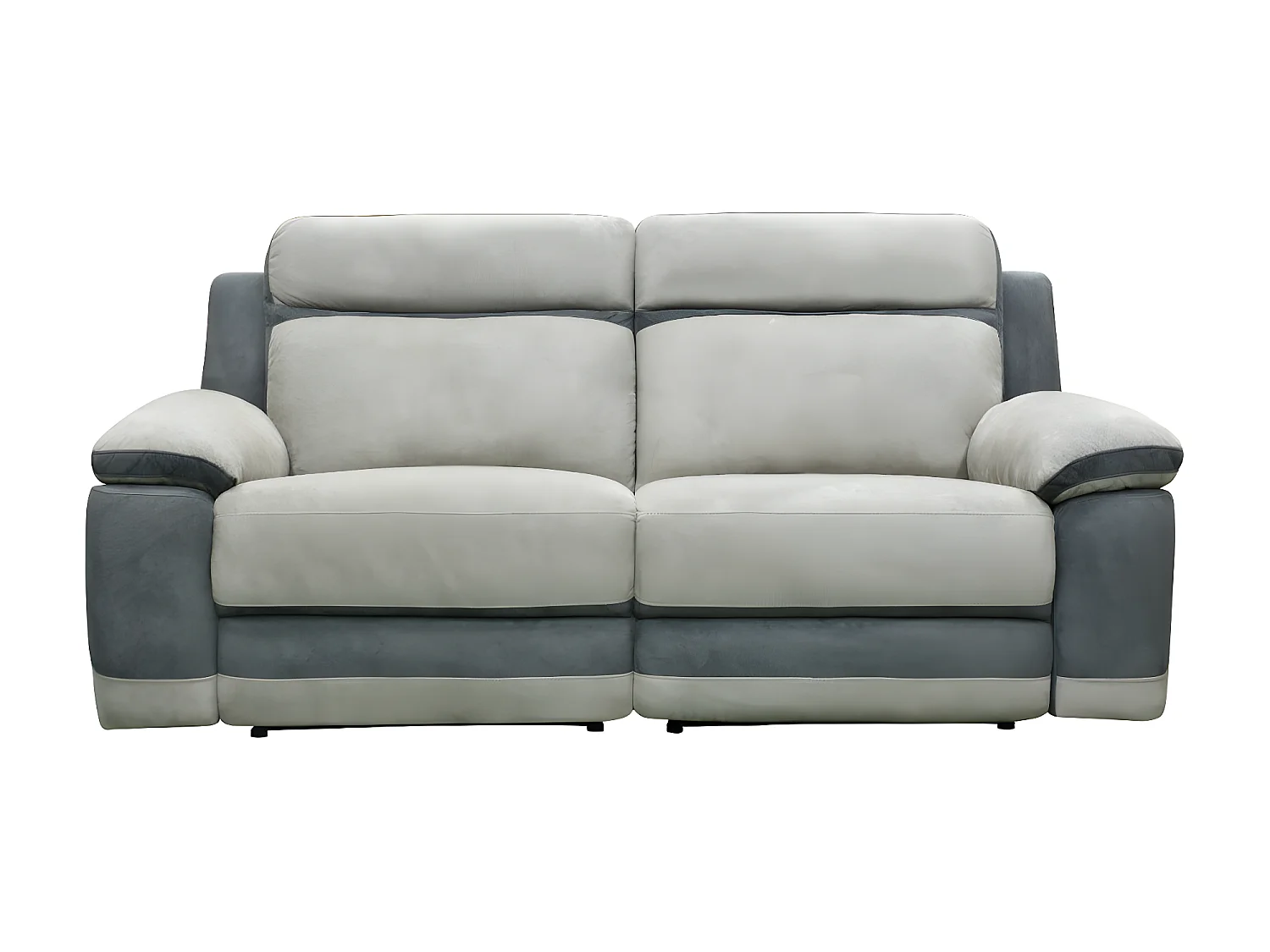 Canapé 3 places relax en microfibre gris clair et bandes anthracites TALCA