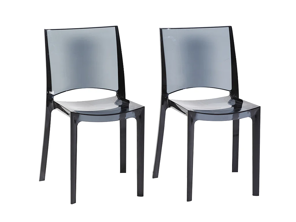 Lot de 2 chaises empilables HELLY - Polycarbonate plein - Gris ardoise