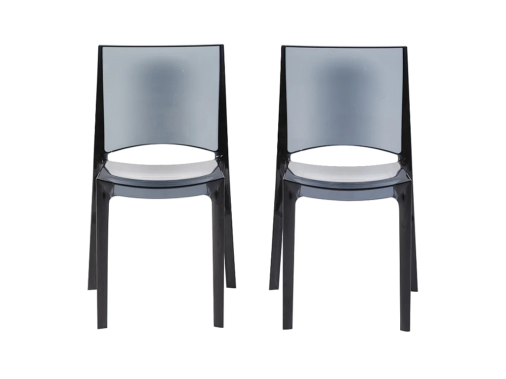 Lot de 2 chaises empilables HELLY - Polycarbonate plein - Gris ardoise