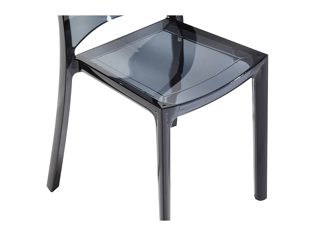 Lot de 2 chaises empilables HELLY - Polycarbonate plein - Gris ardoise