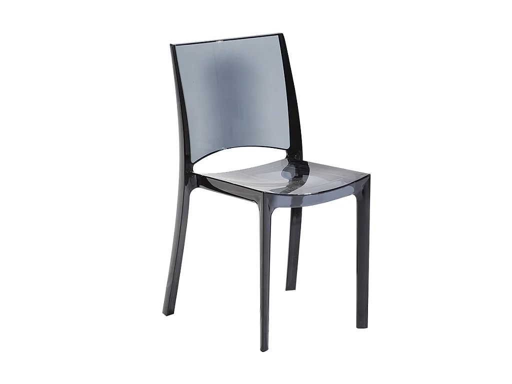 Lot de 2 chaises empilables HELLY - Polycarbonate plein - Gris ardoise