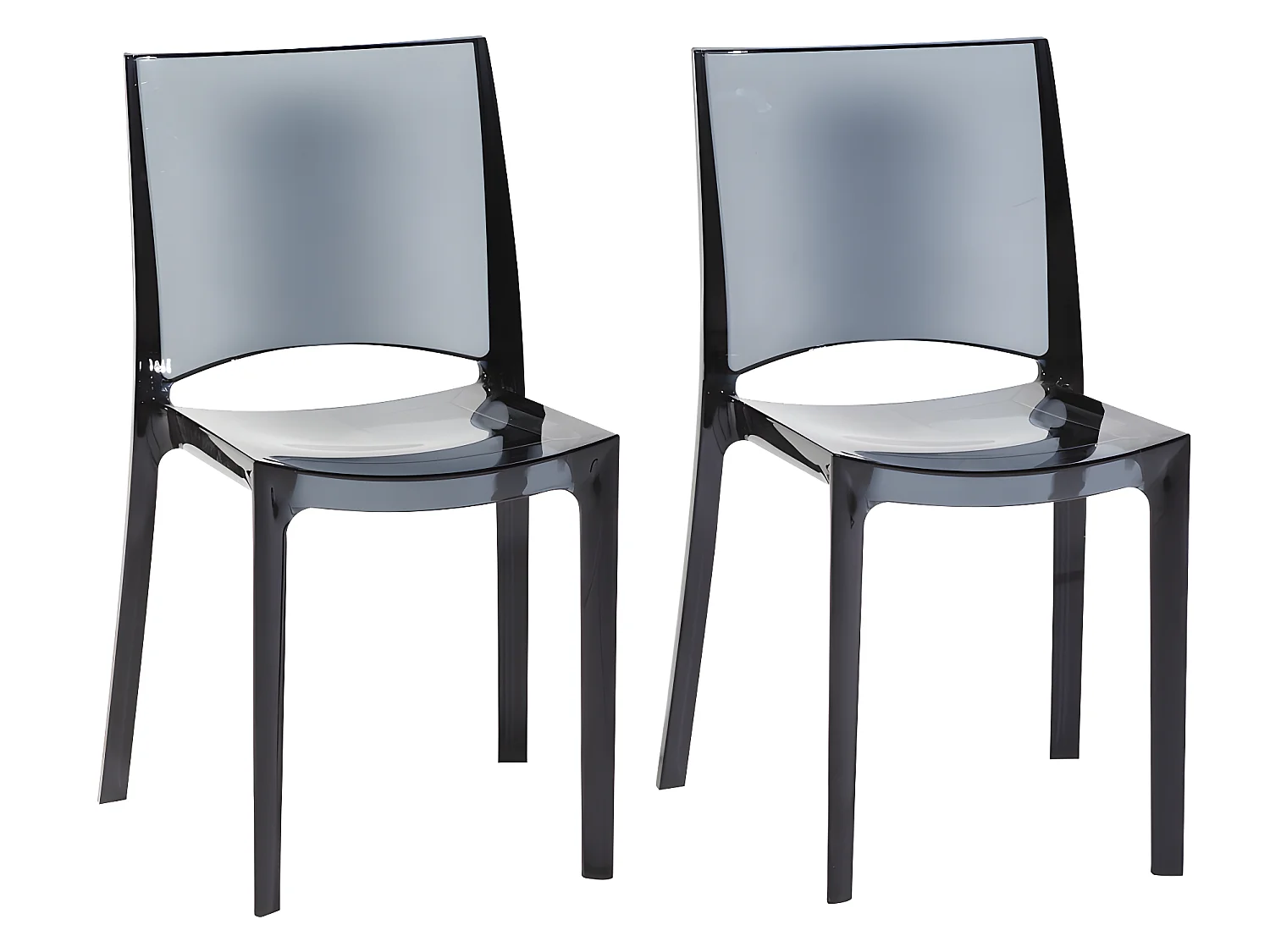 Set van 2 stapelbare stoelen HELLY - Massief polycarbonaat - Leigrijs