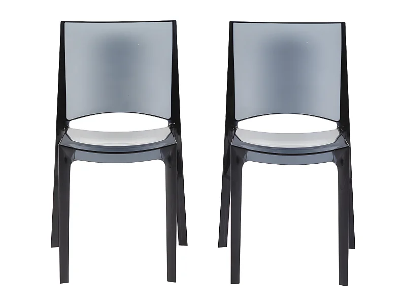 Lot de 2 chaises empilables HELLY - Polycarbonate plein - Gris ardoise
