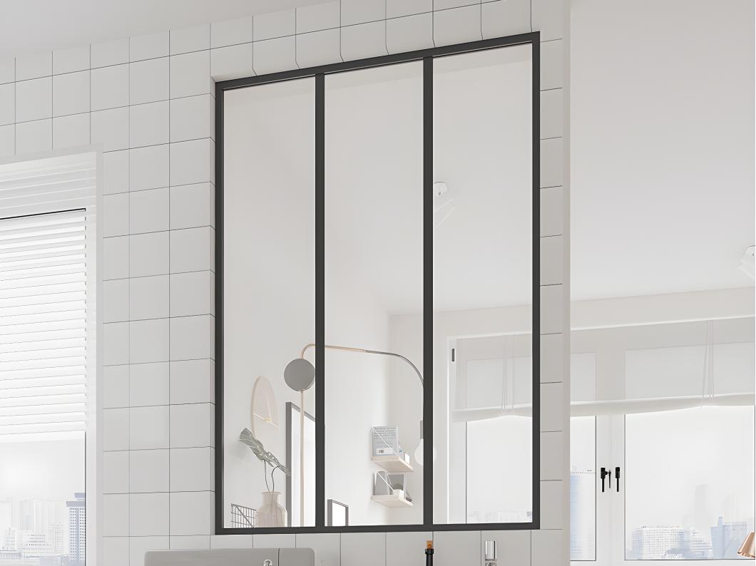 Verrière atelier en aluminium thermolaqué - 90x130 cm - Noir - BAYVIEW