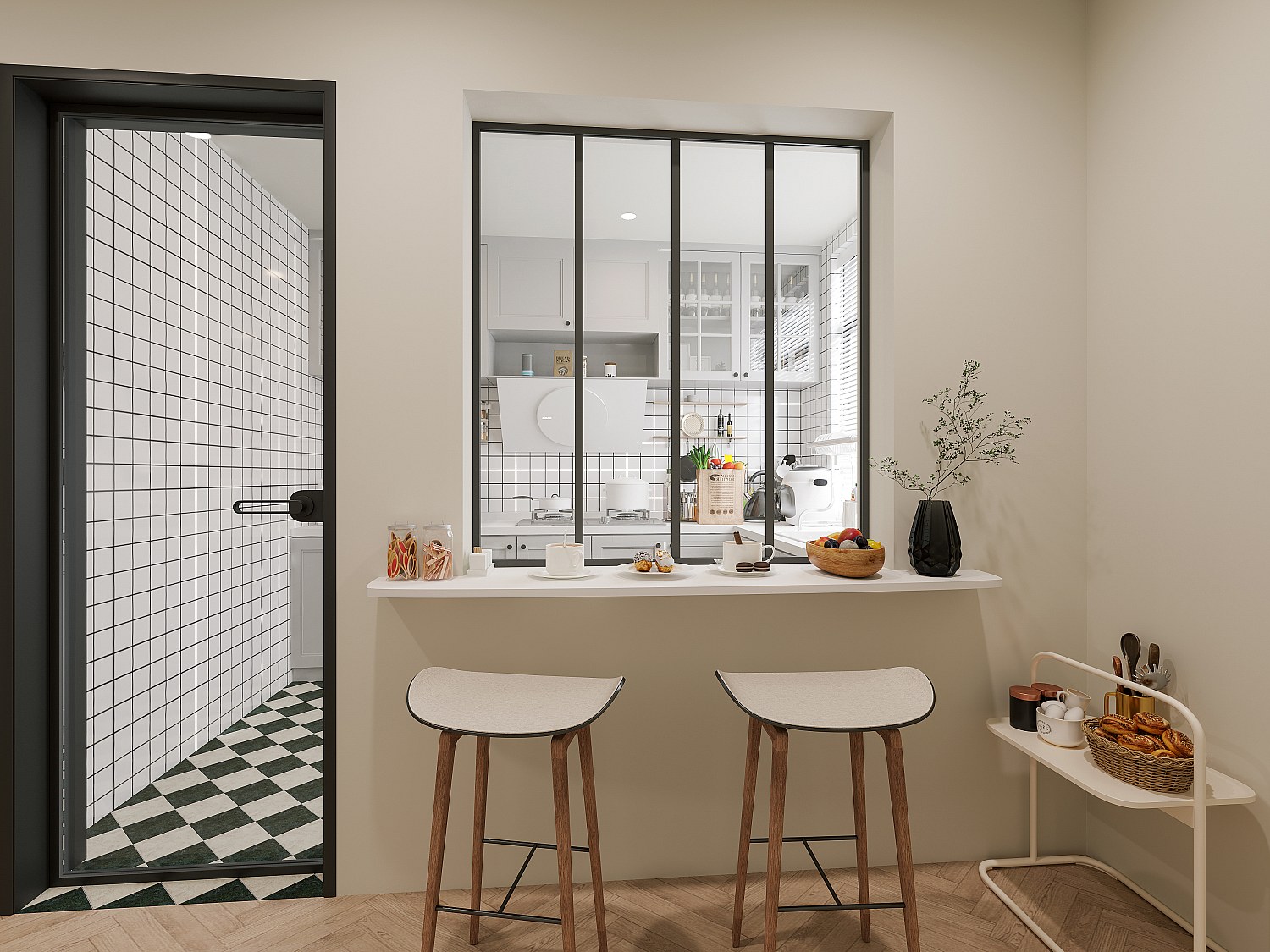 Vente-unique Atelier-Glaswand - 120 X 130 Cm - Thermolackiertes Aluminium - Schwarz - Bayview