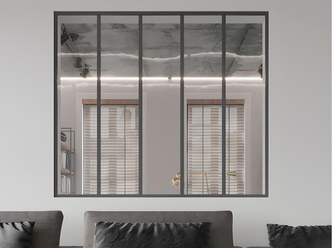 Verrière atelier en aluminium thermolaqué - 150x130 cm - Noir - BAYVIEW