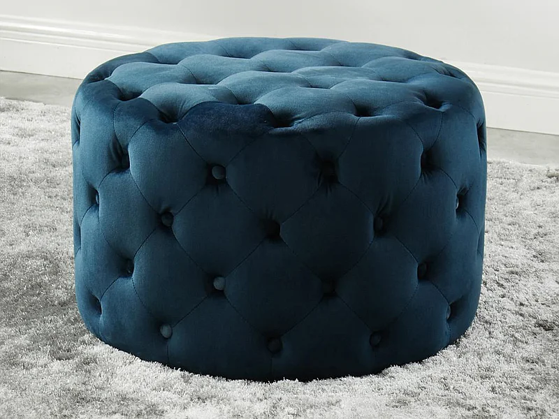 Pouf FOURCA en velours - Bleu nuit