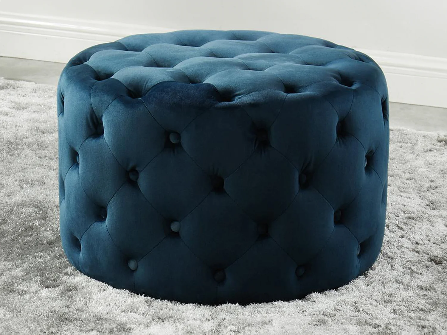 Puf FOURCA de terciopelo - Azul noche