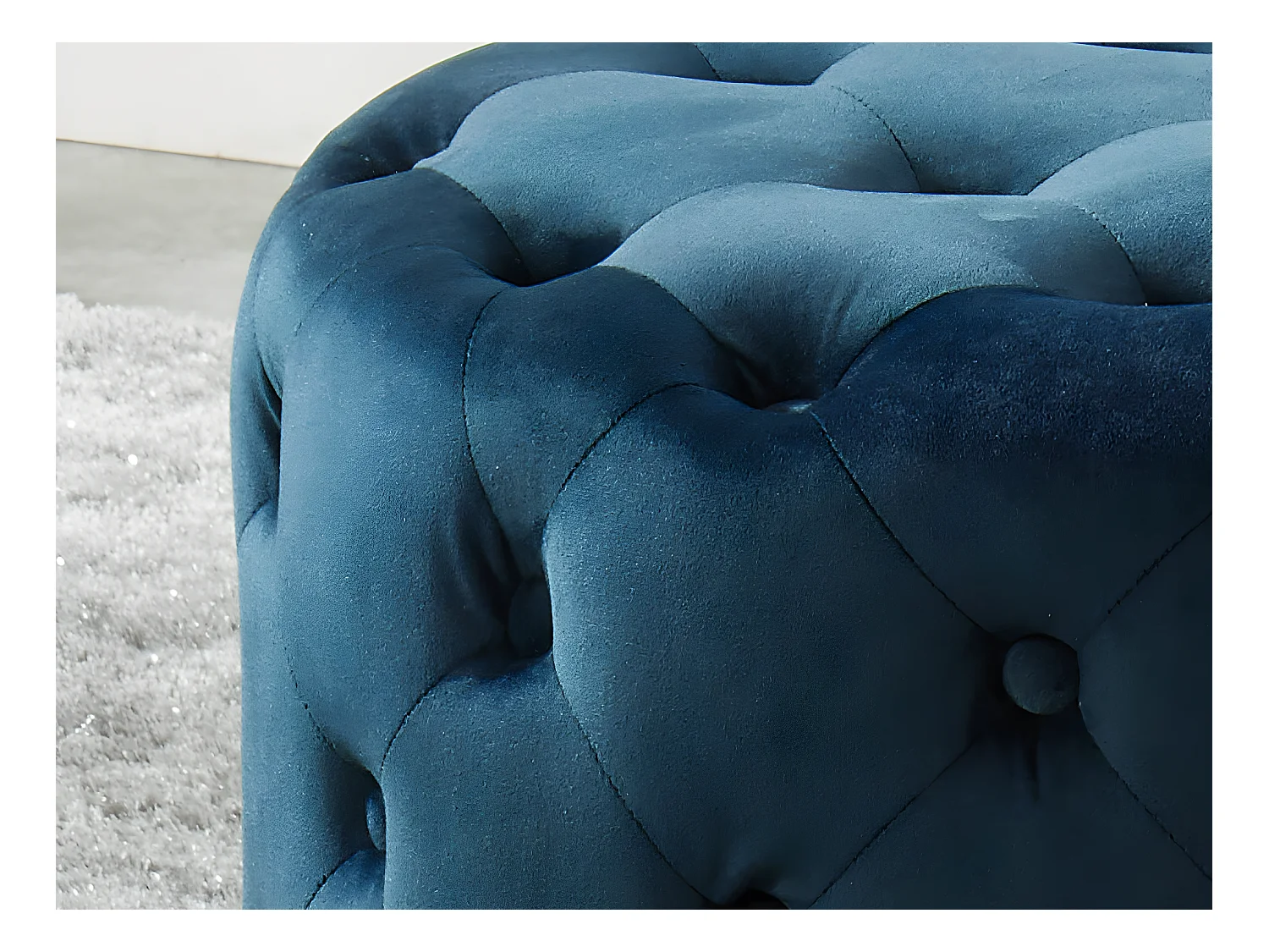 Puf FOURCA de terciopelo - Azul noche
