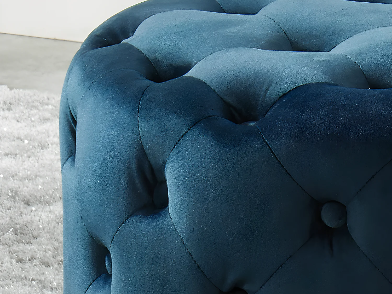Pouf FOURCA en velours - Bleu nuit