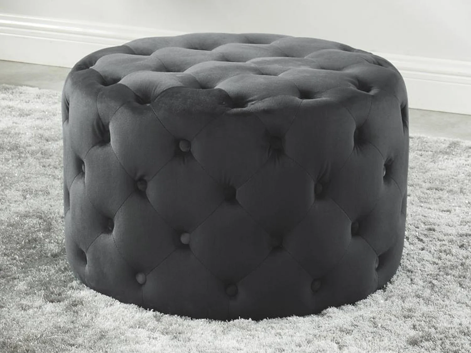 Sitzhocker - Samt - Grau - FOURCA