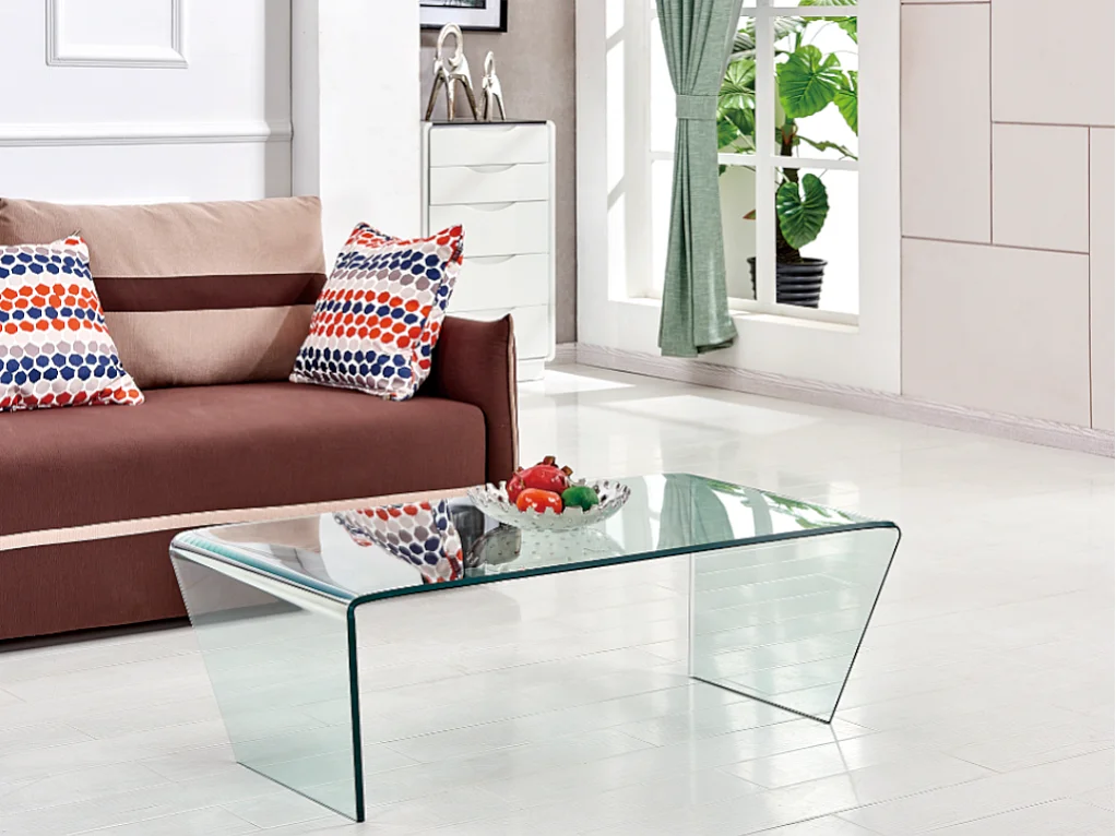 Table basse SUZANA - Verre trempé courbé