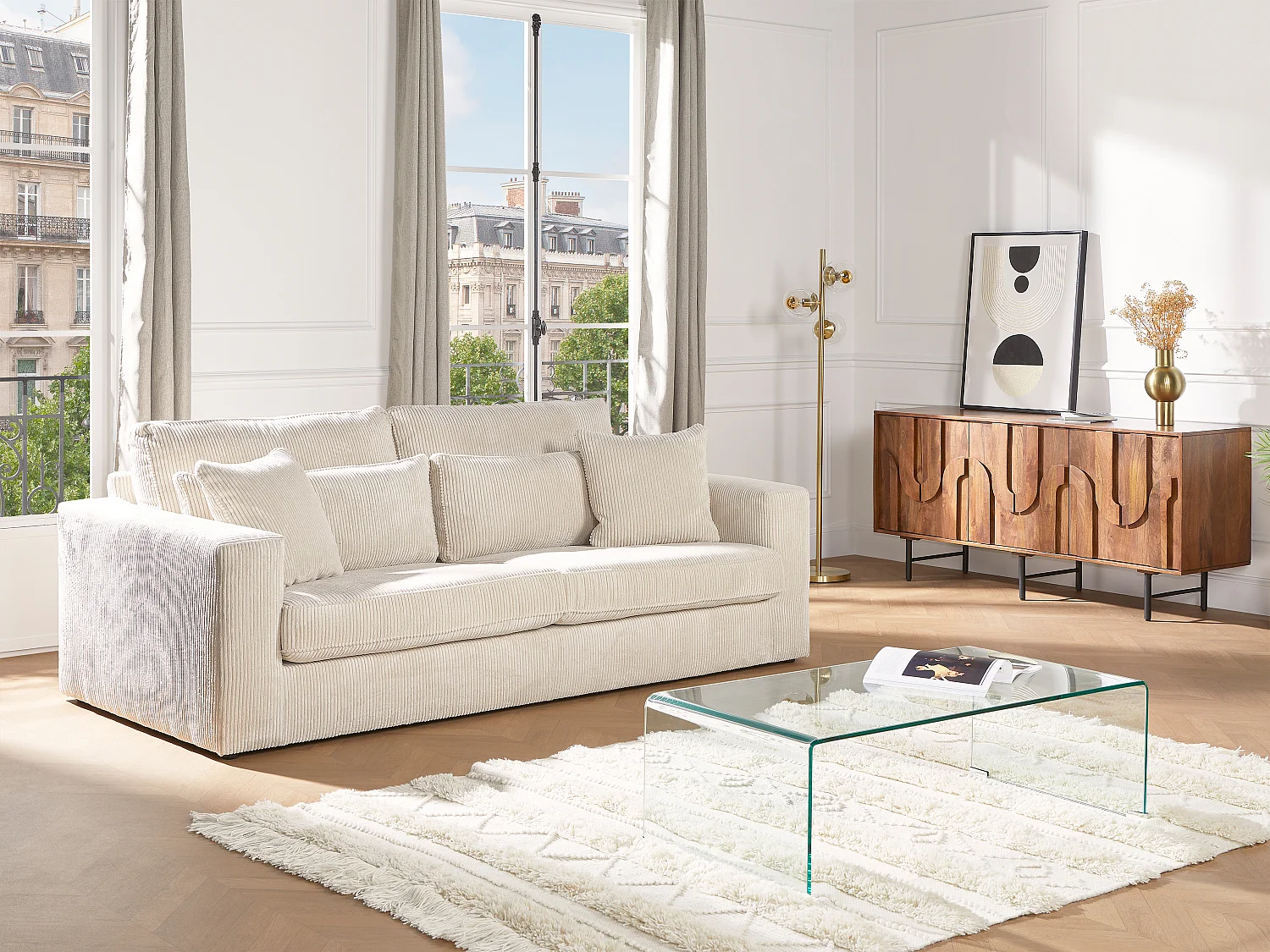 Salontafel ALONZO - Gebogen gehard glas