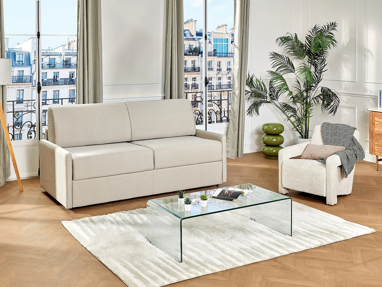 Salontafel ALONZO - Gebogen gehard glas