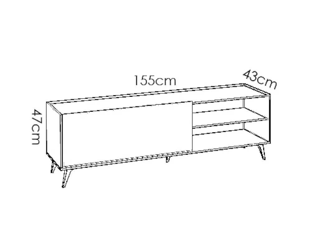 Meuble TV KOLYMA - 1 porte & 2 niches - Coloris : Chêne & Anthracite