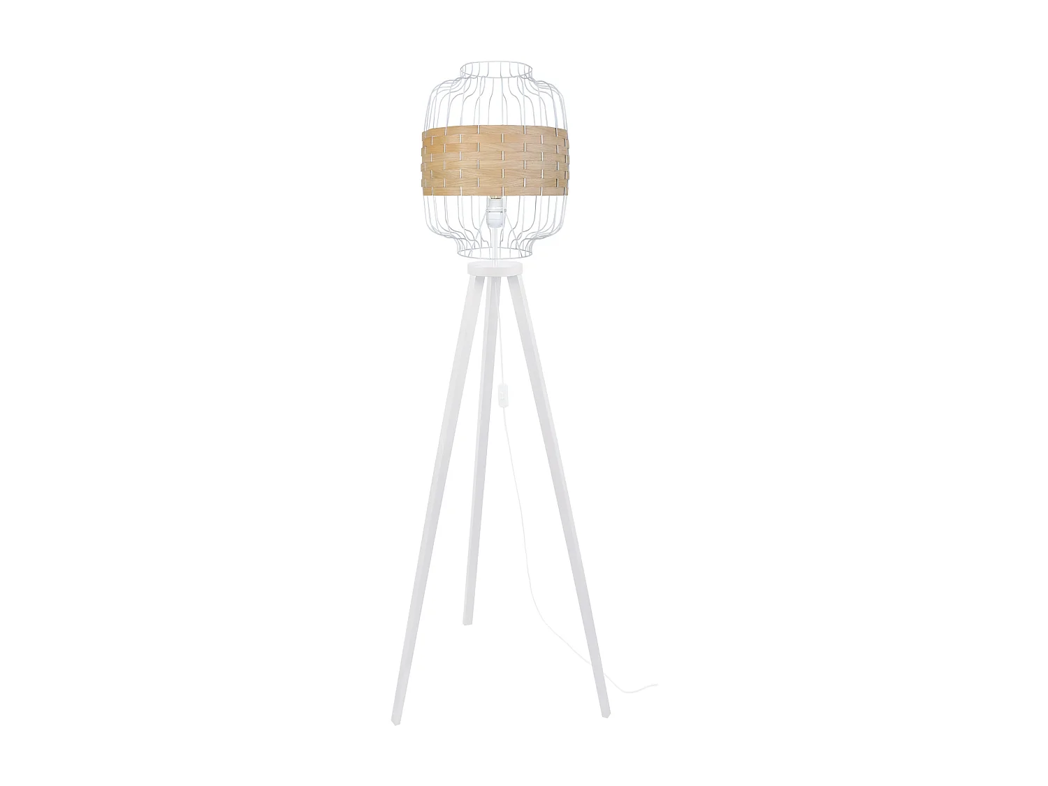 Lampadaire trépied bois  bois blanc 170 cm.