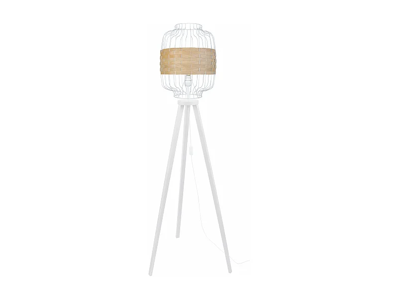Lampadaire trépied bois  bois blanc 170 cm.