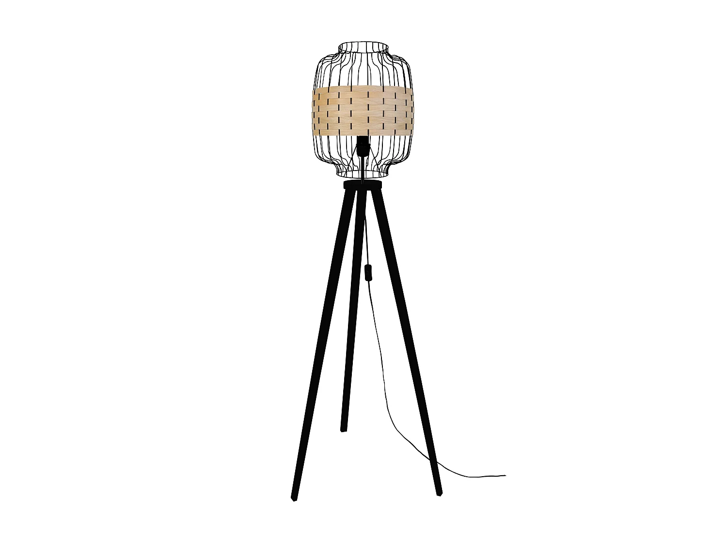 TRESSÉ-RANGOON A - Lampadaire trépied bois noir et bois Hêtre