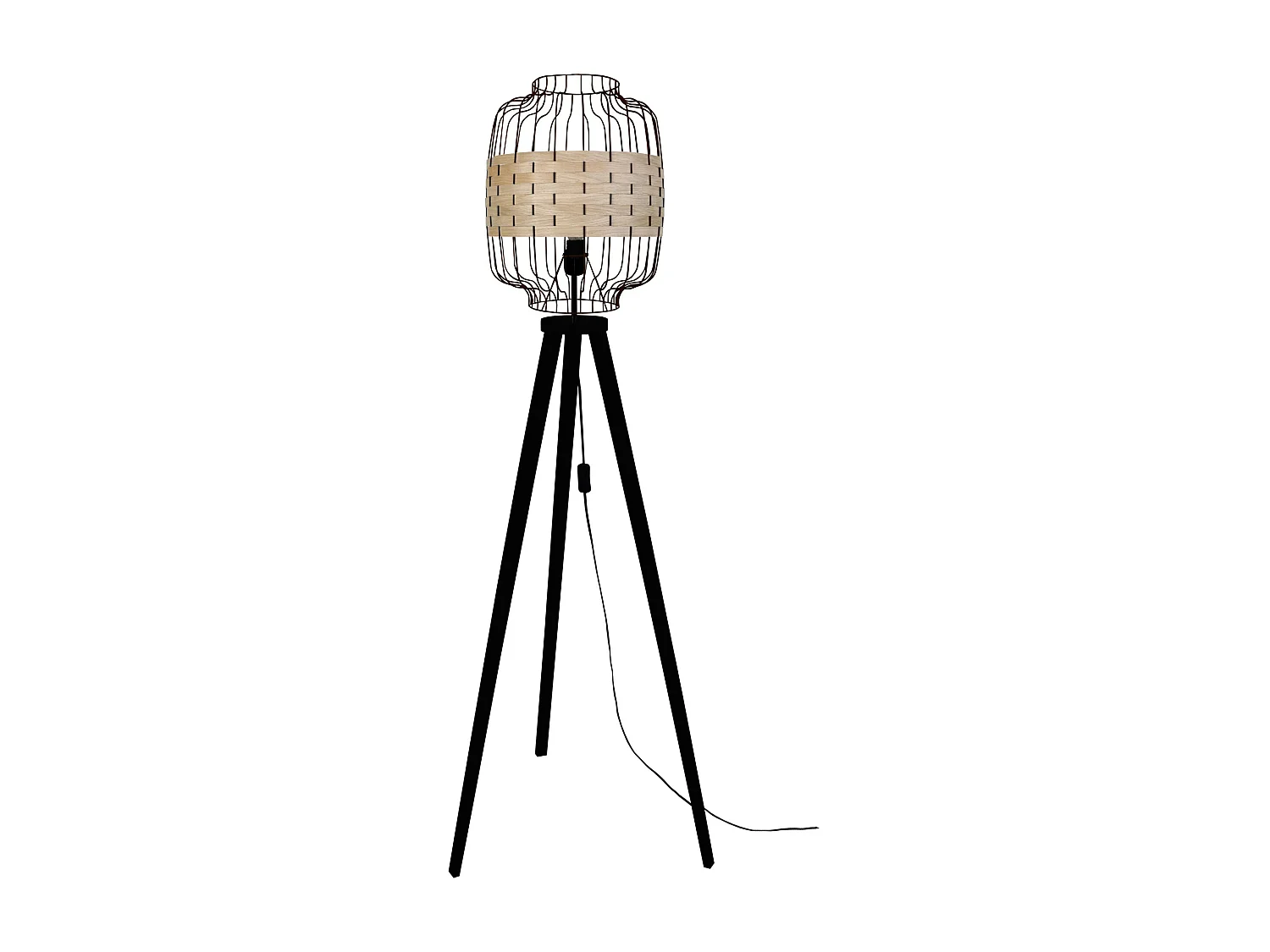 Lampadaire TOSEL ,bois,Noir , H 170xD40xP40cm