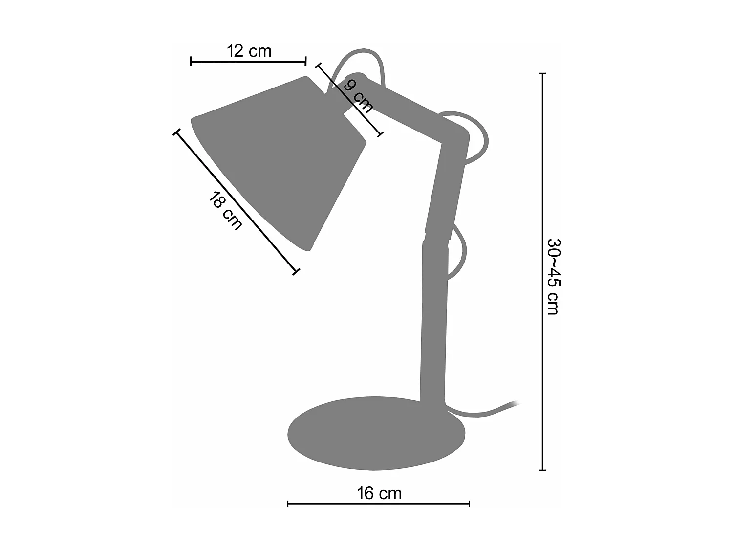 Lampe de chevet articulé curvé bois wangué,cone écru 45 cm.