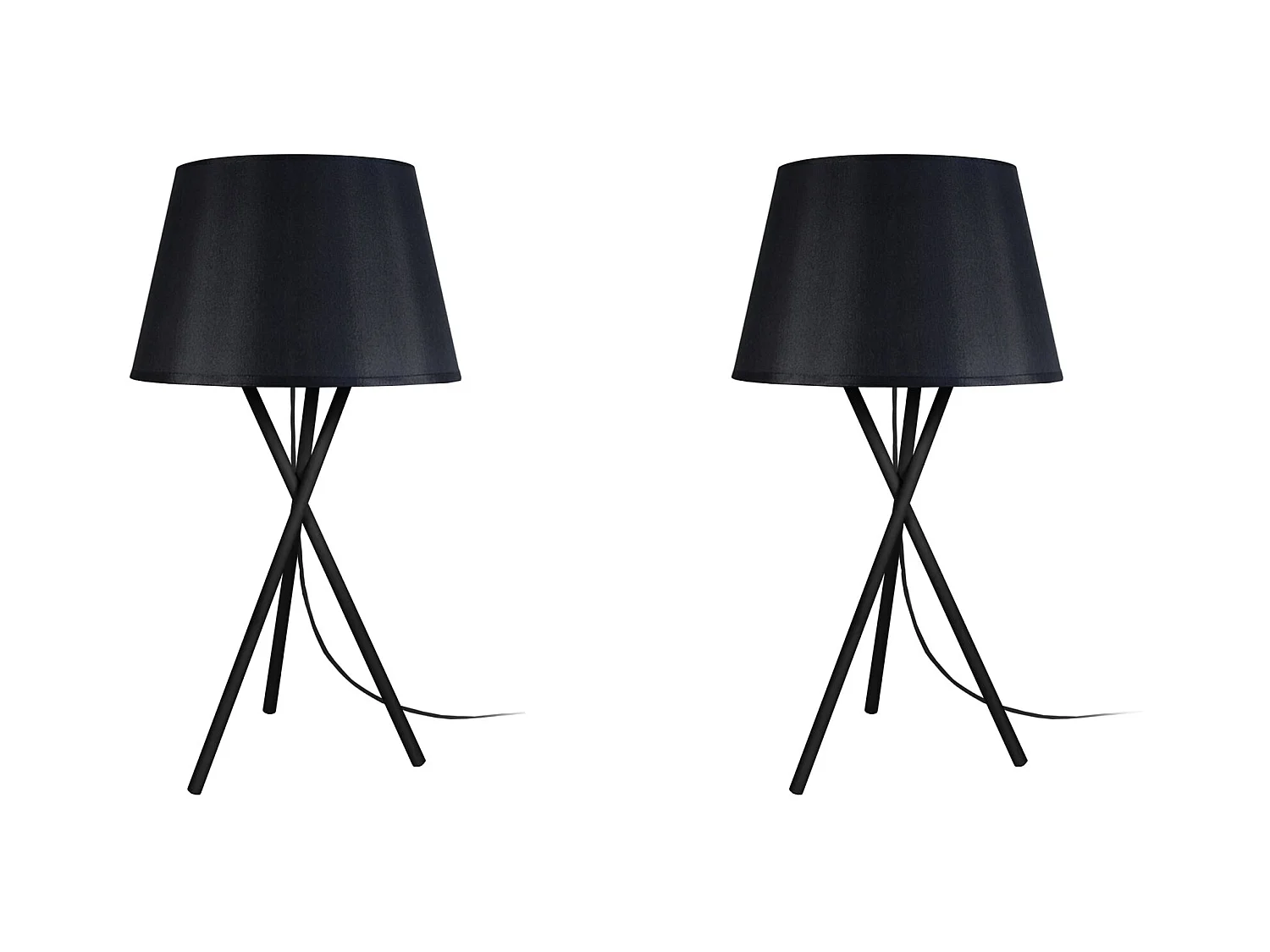Pair de Lampes de chevet trépied métal  bleu 41 cm.