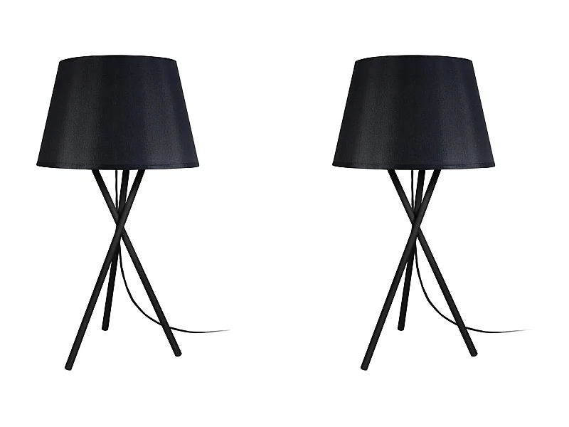 Pair de Lampes de chevet trépied métal  bleu 41 cm.