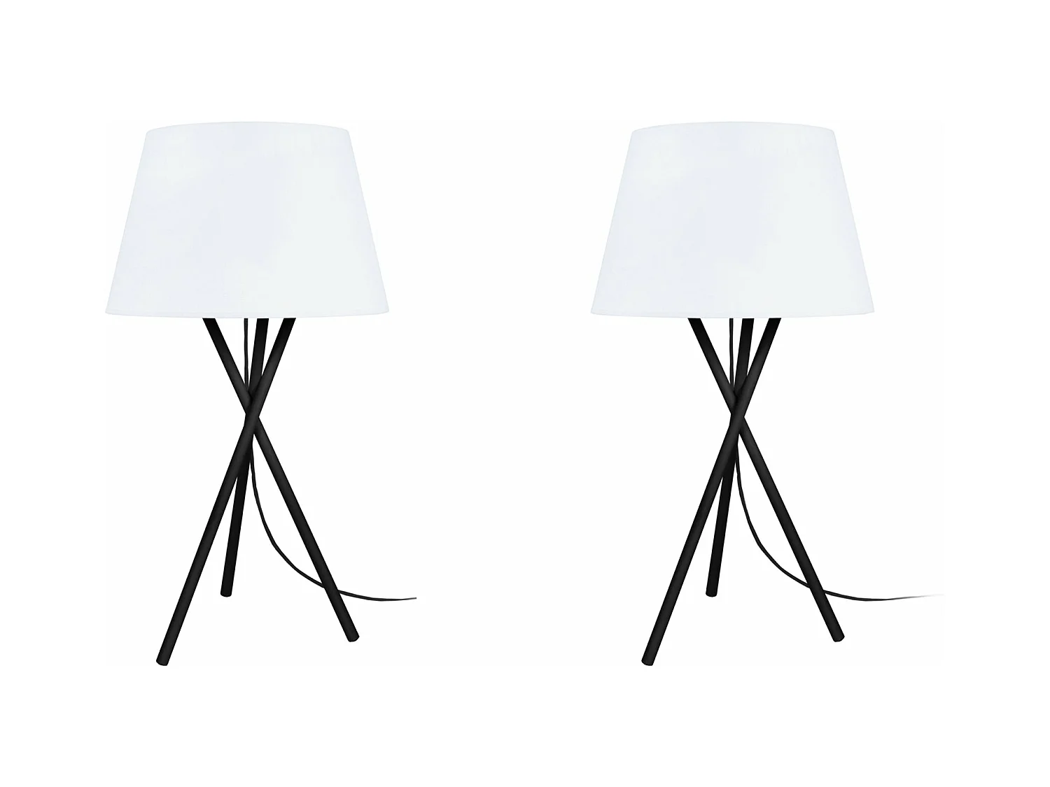 Pair de Lampes de chevet. trépied métal  noir 41 cm.