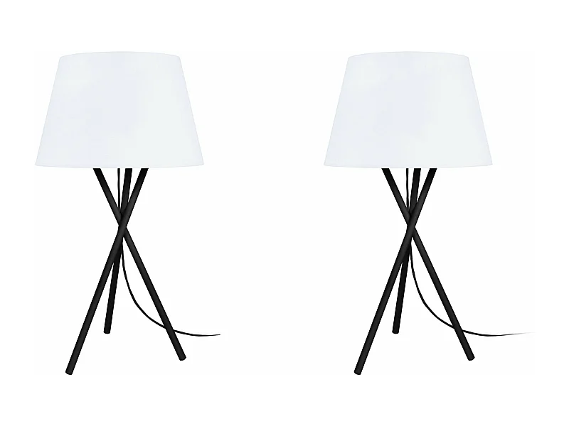 Pair de Lampes de chevet. trépied métal  noir 41 cm.