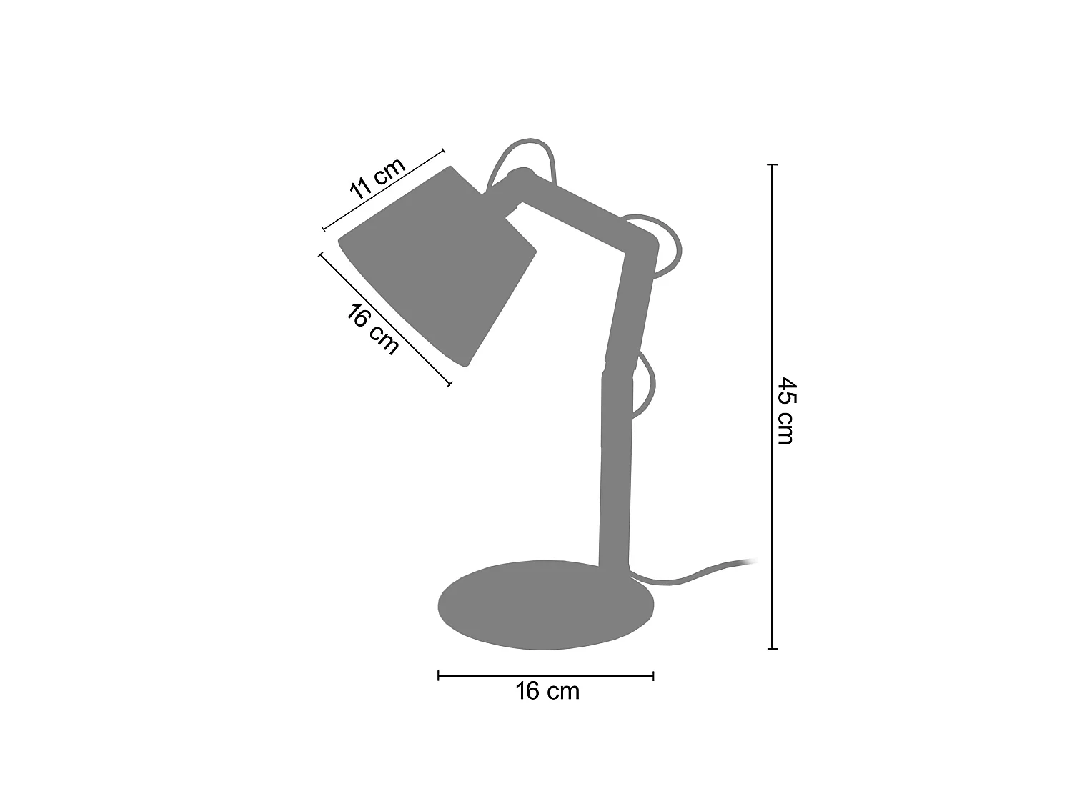 Lampe de Bureau TOSEL ,bois,Gris ,H45xD18xP18cm