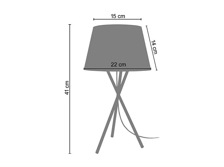 Abajur TOSEL RUHR LT2 tecido tripé Império D19 x  H30  cm