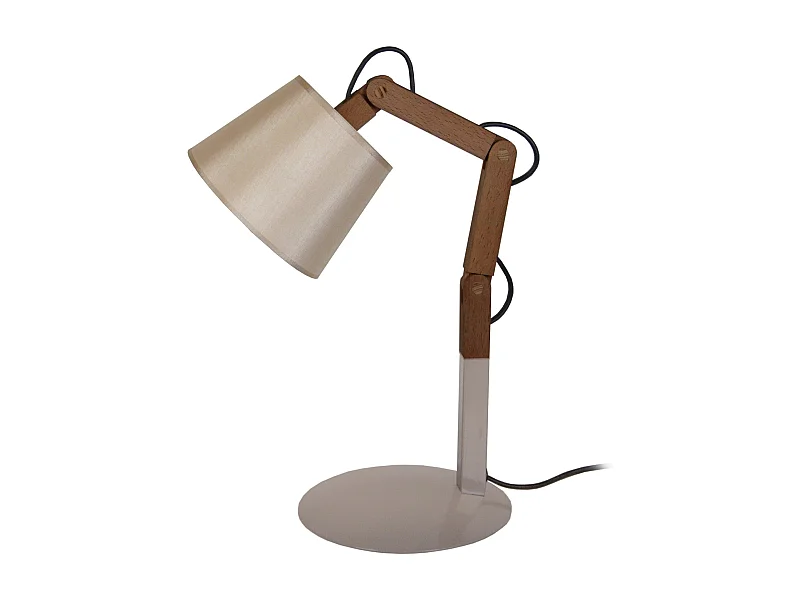 Lampe de Bureau TOSEL ,bois,Gris ,H45xD18xP18 cm