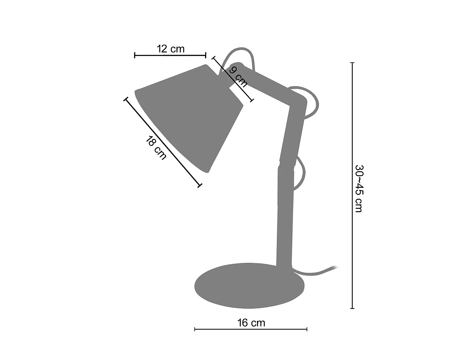 Lampe de Bureau TOSEL ,bois,Gris ,H45xD16xP16cm