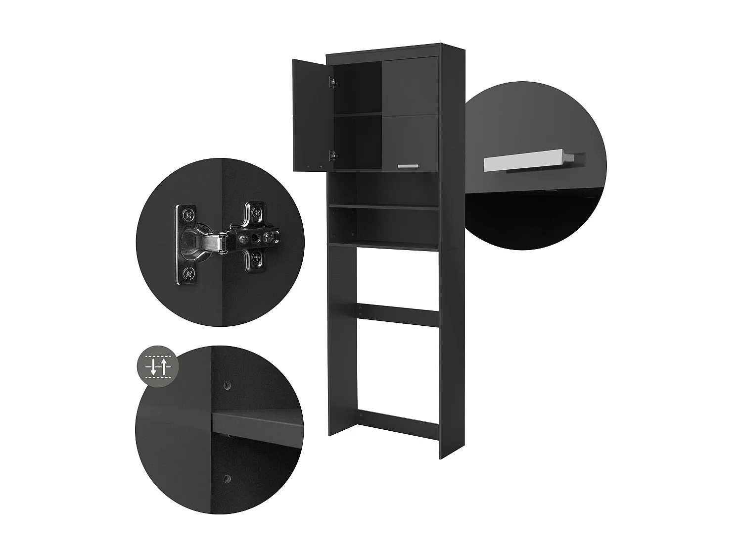 Mobile lavatrice 63x24x187 cm mobile alto MDF grigio scuro ML-DESIGN