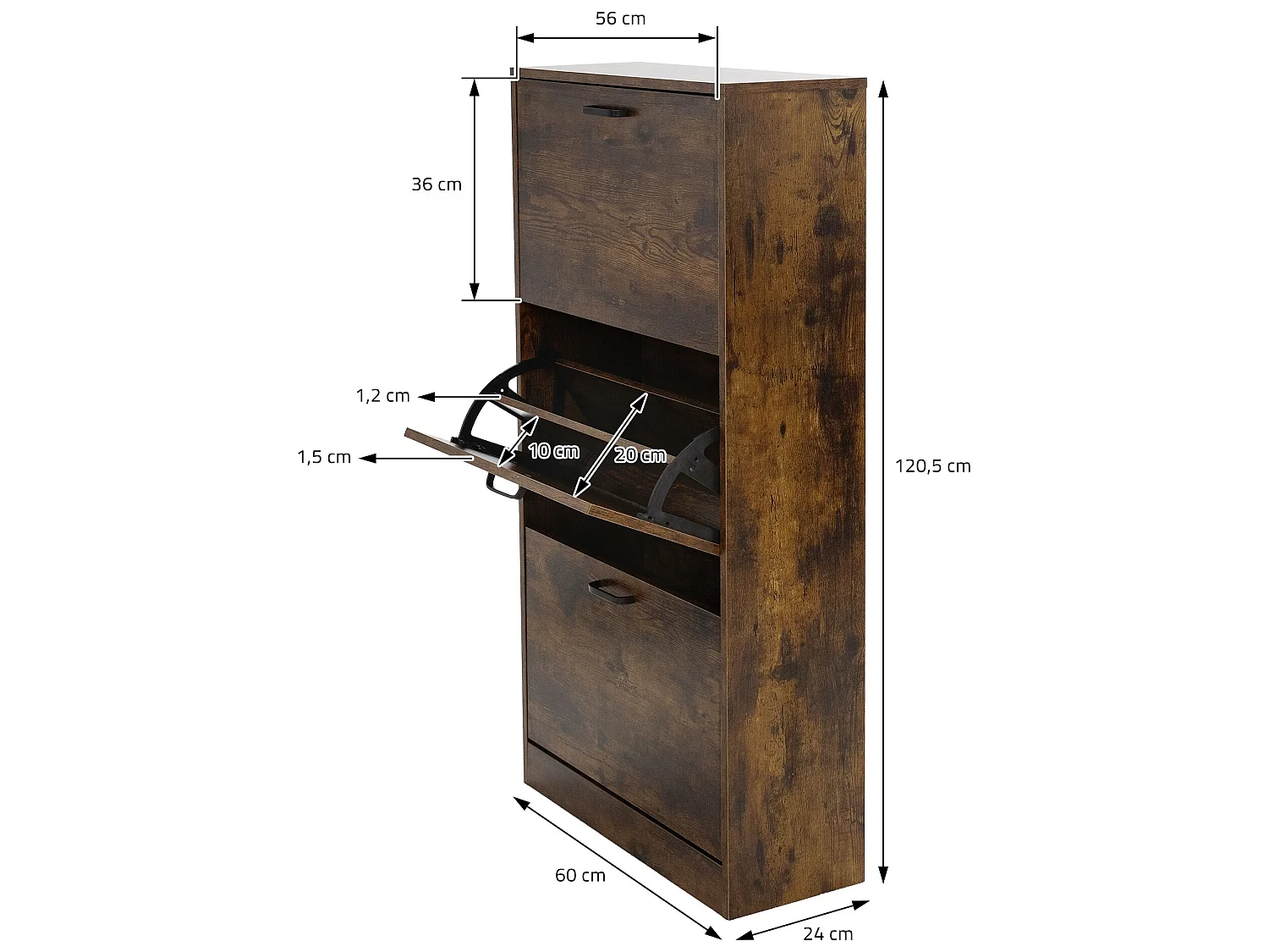 Zapatero con 3 estantes de almacenamiento ML-DESIGN