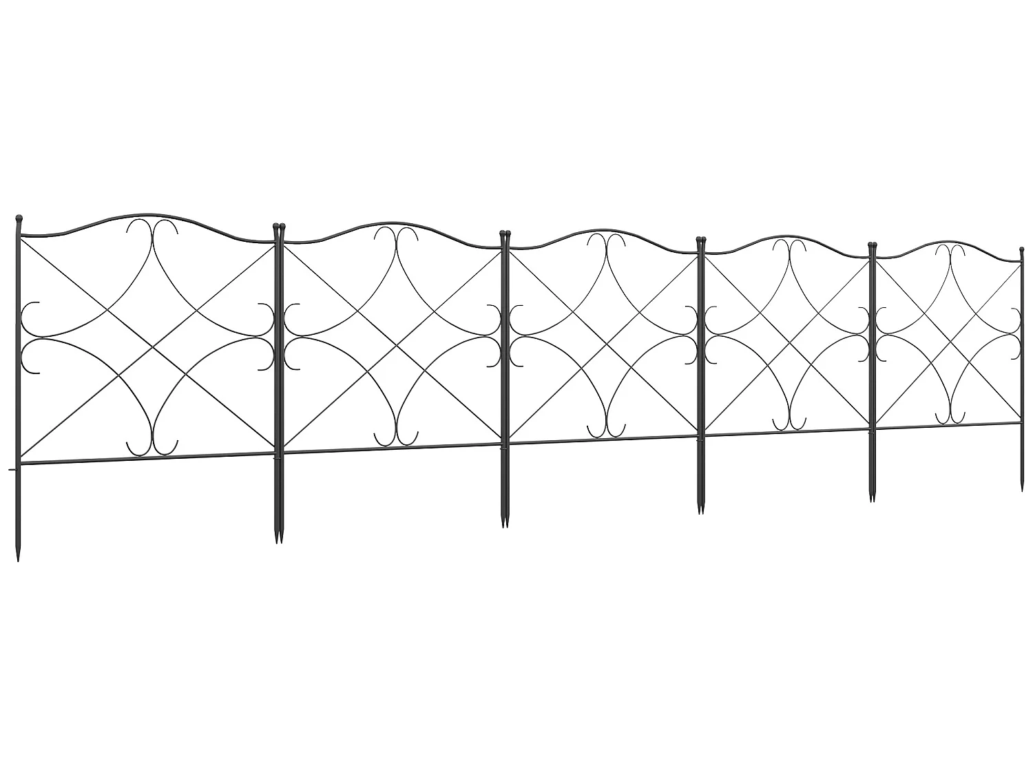 Valla de jardín negro 305x1x62 cm Outsunny