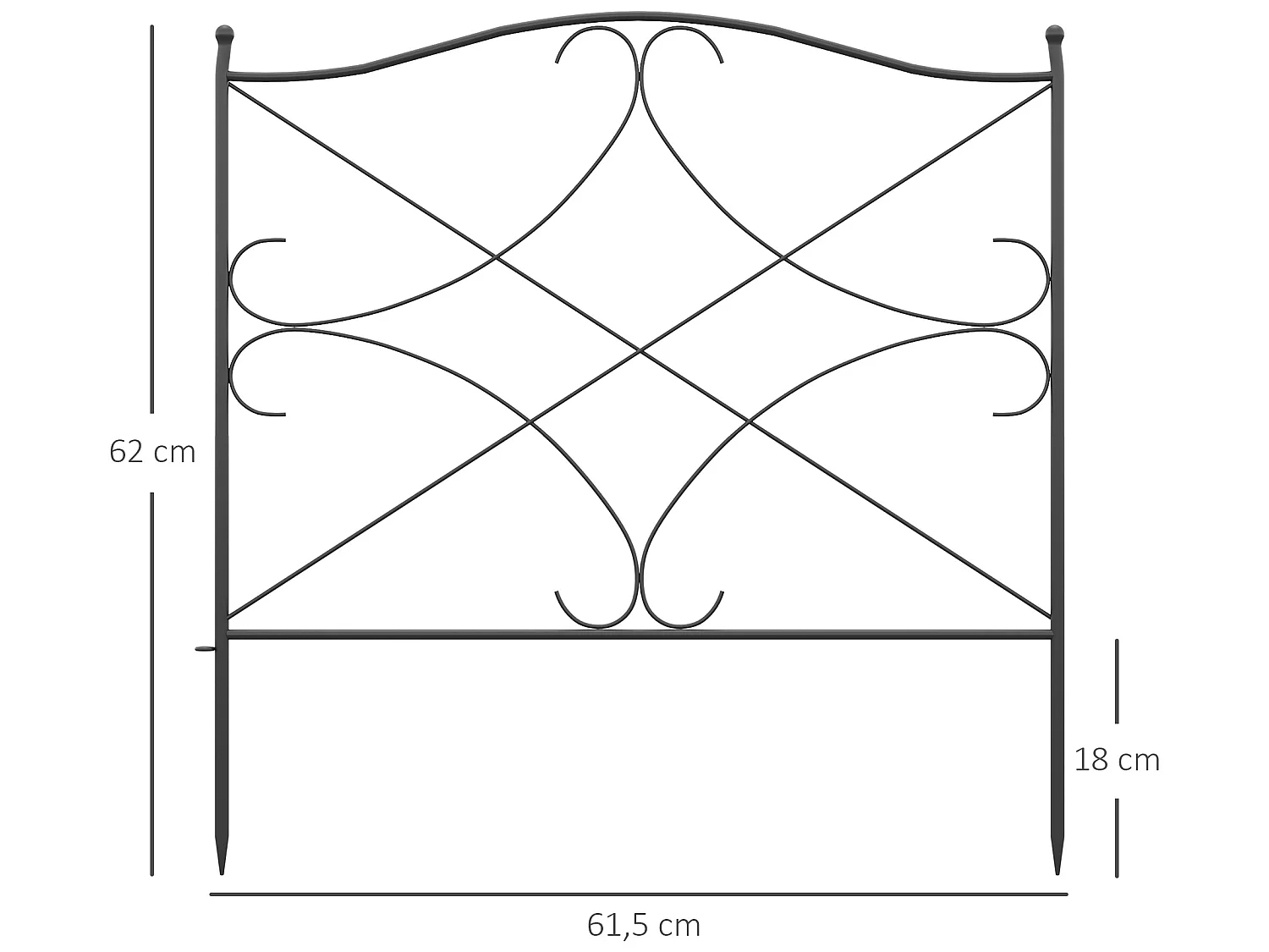 Valla de jardín negro 305x1x62 cm Outsunny