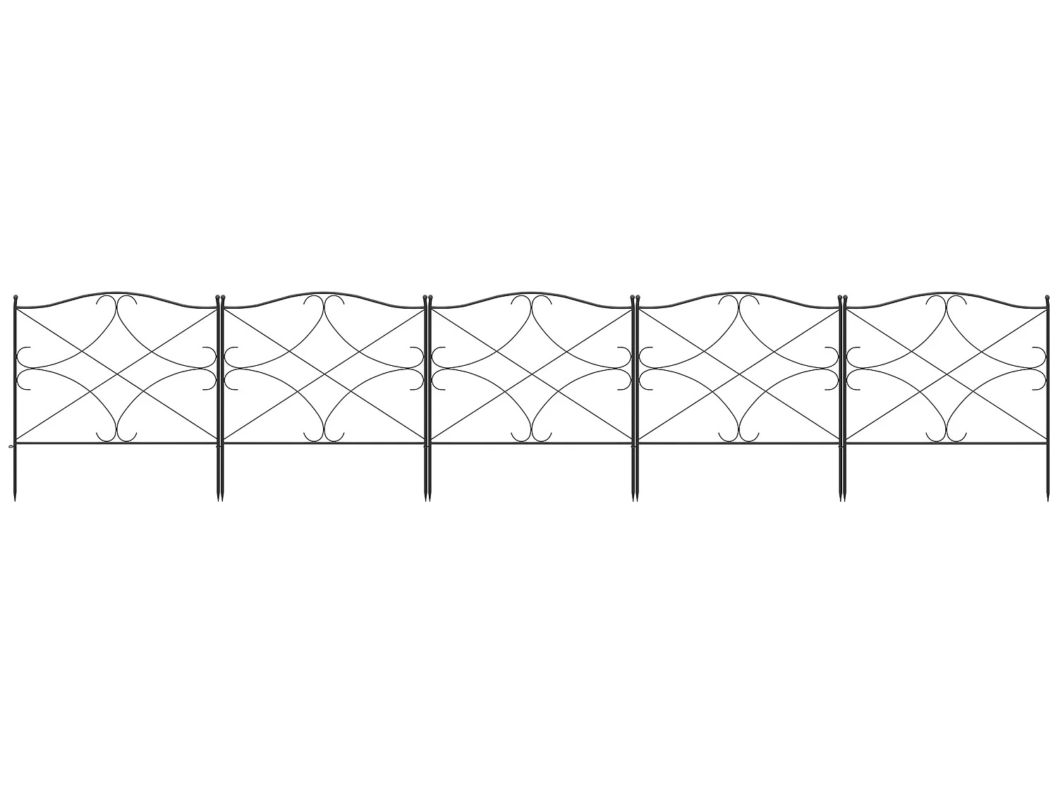 Valla de jardín negro 305x1x62 cm Outsunny