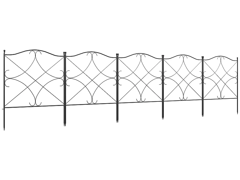 Valla de jardín negro 305x1x62 cm Outsunny