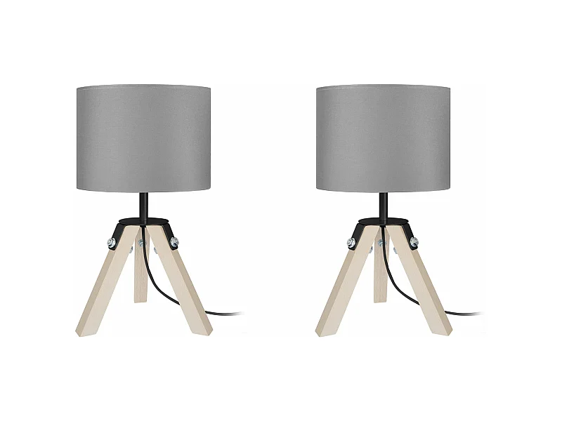 Abajur TOSEL MYKINES LT2 tecido certo cinza D16 x  H28  cm